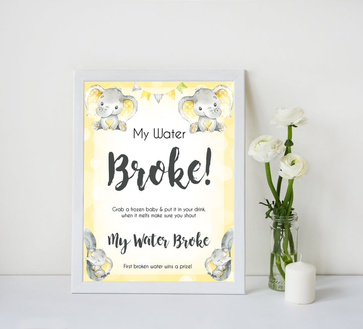 yellow elephant baby games, my water broke baby games, yellow baby games, elephant baby shower, fun baby games, top 10 baby games, popular baby games, printable baby games