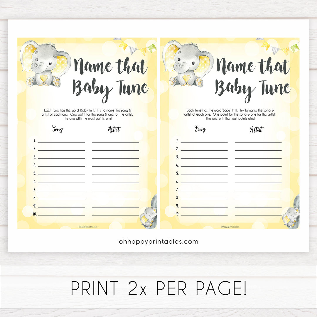 yellow elephant baby games, name that baby tune baby games, yellow baby games, elephant baby shower, fun baby games, top 10 baby games, popular baby games, printable baby games