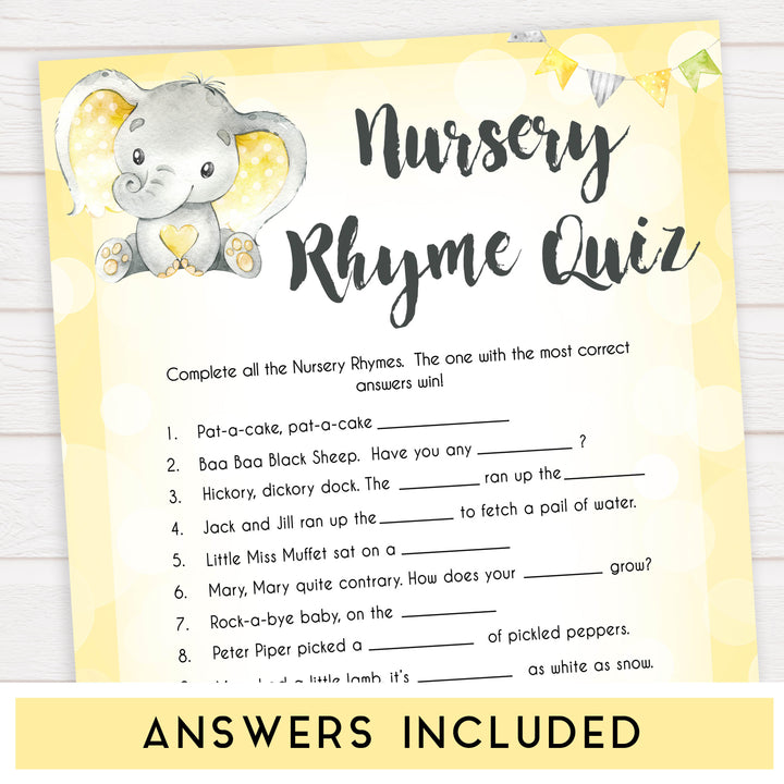 yellow elephant baby games, nursery rhyme quiz baby games, yellow baby games, elephant baby shower, fun baby games, top 10 baby games, popular baby games, printable baby games