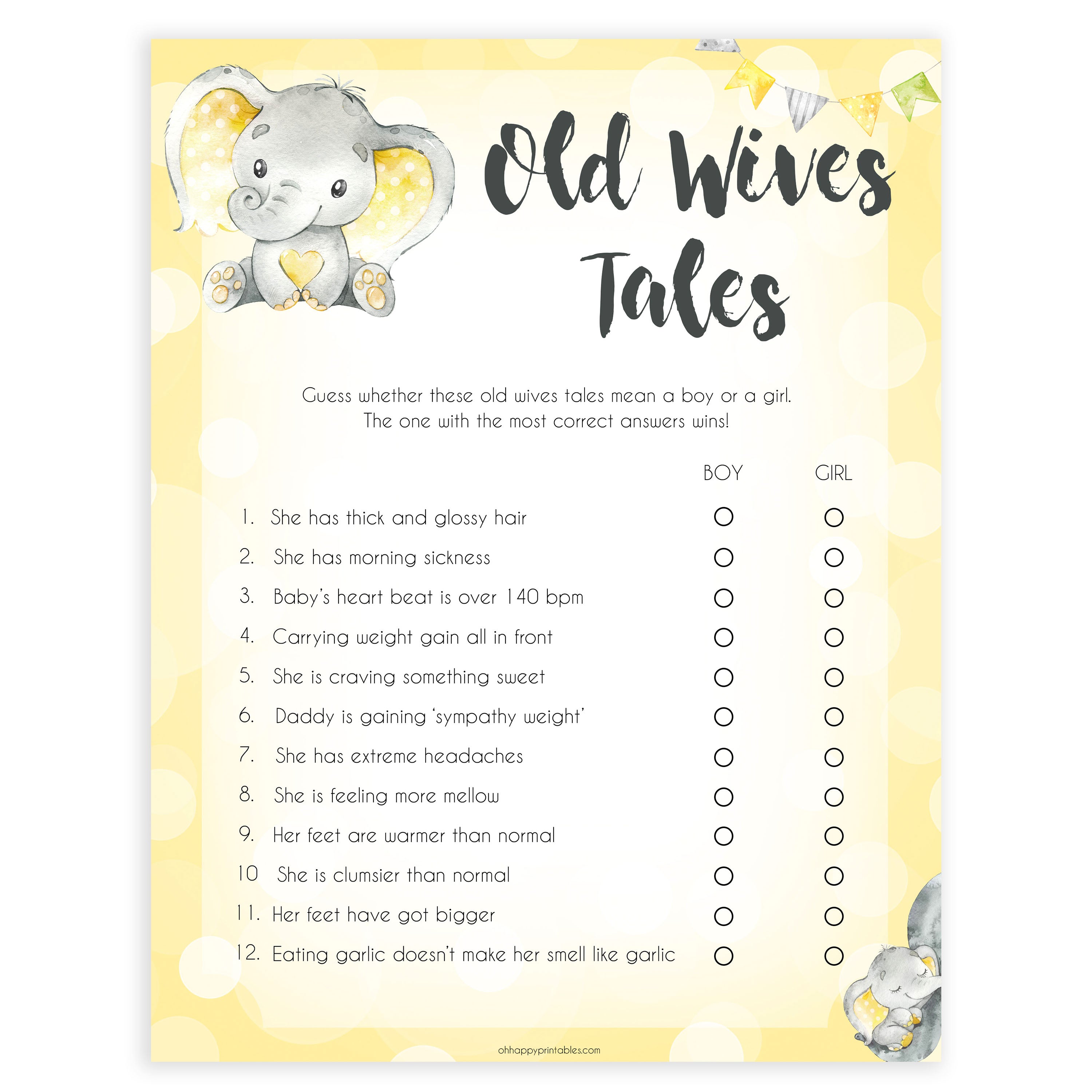 yellow elephant baby games, old wives tales baby games, yellow baby games, elephant baby shower, fun baby games, top 10 baby games, popular baby games, printable baby games