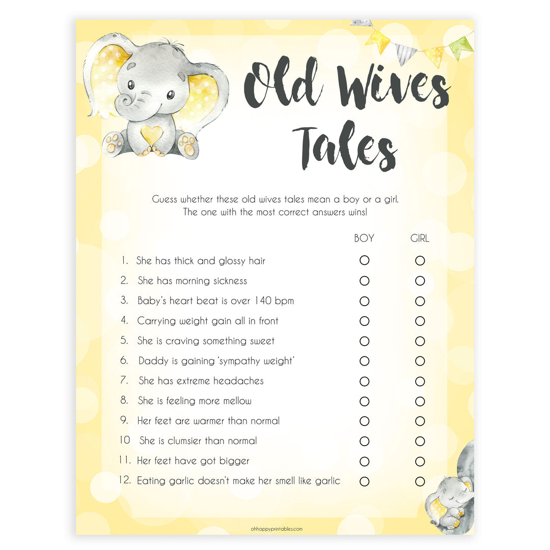 yellow elephant baby games, old wives tales baby games, yellow baby games, elephant baby shower, fun baby games, top 10 baby games, popular baby games, printable baby games