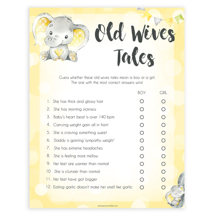 yellow elephant baby games, old wives tales baby games, yellow baby games, elephant baby shower, fun baby games, top 10 baby games, popular baby games, printable baby games