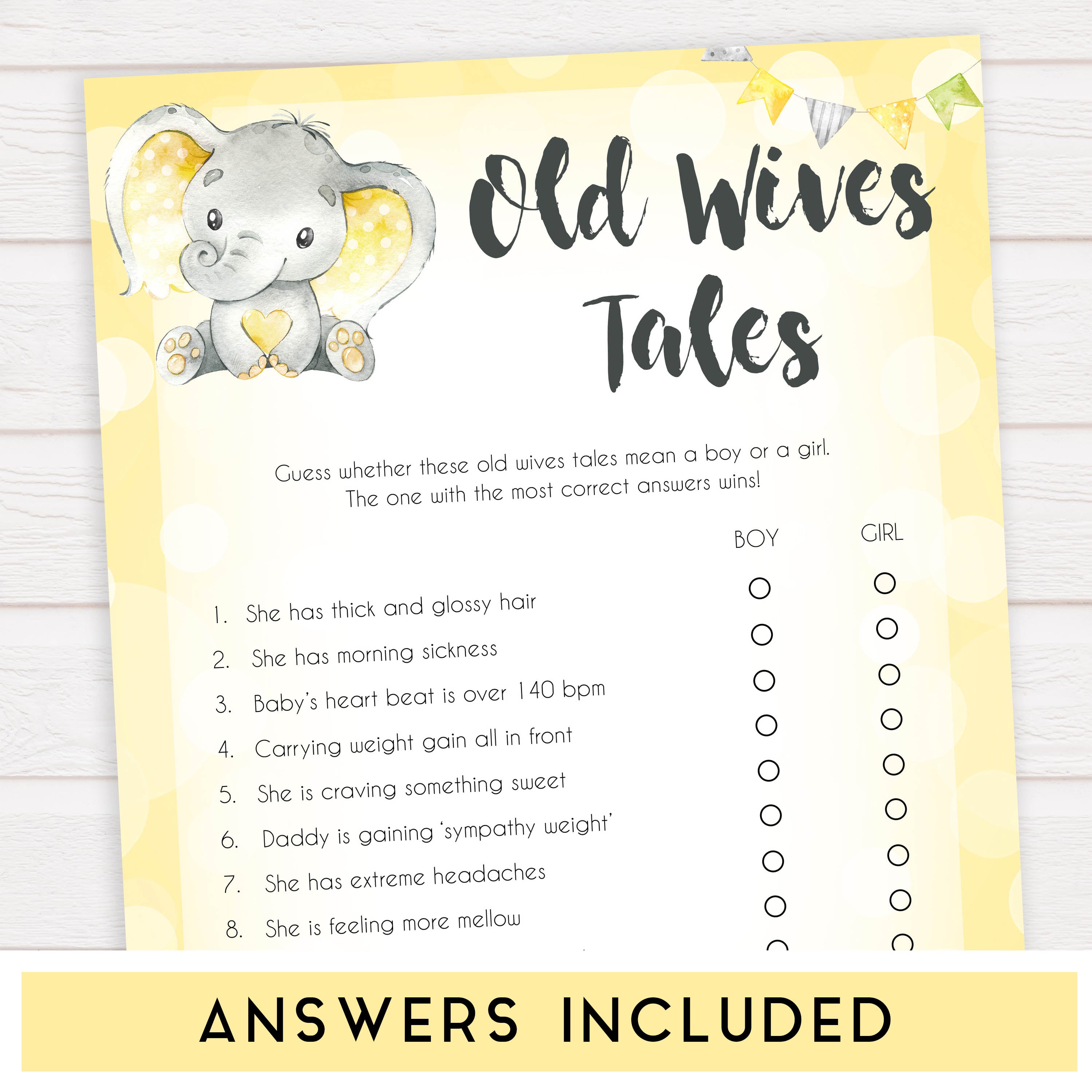 yellow elephant baby games, old wives tales baby games, yellow baby games, elephant baby shower, fun baby games, top 10 baby games, popular baby games, printable baby games