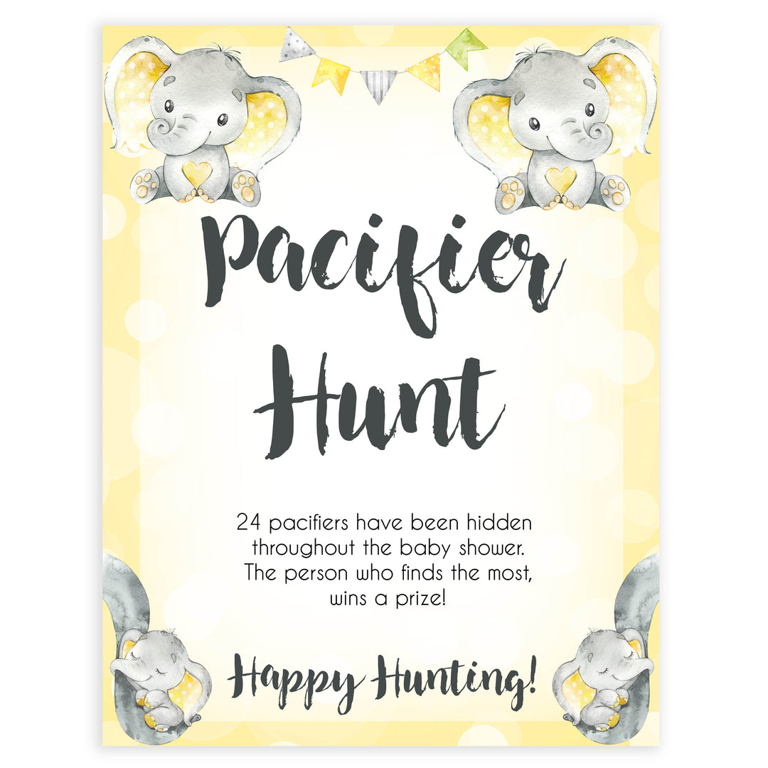 yellow elephant baby games, pacifier hunt baby games, yellow baby games, elephant baby shower, fun baby games, top 10 baby games, popular baby games, printable baby games