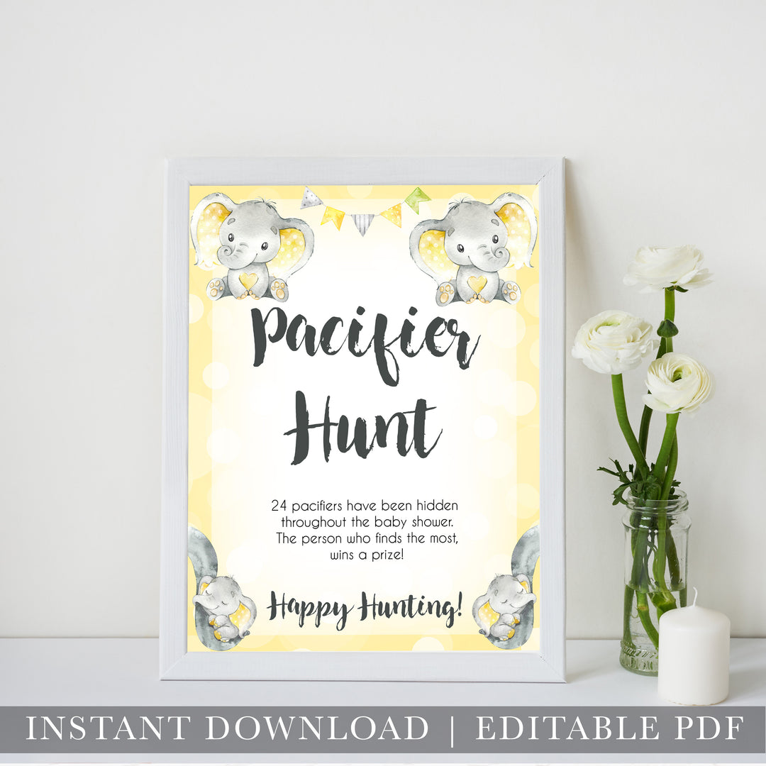 yellow elephant baby games, pacifier hunt baby games, yellow baby games, elephant baby shower, fun baby games, top 10 baby games, popular baby games, printable baby games