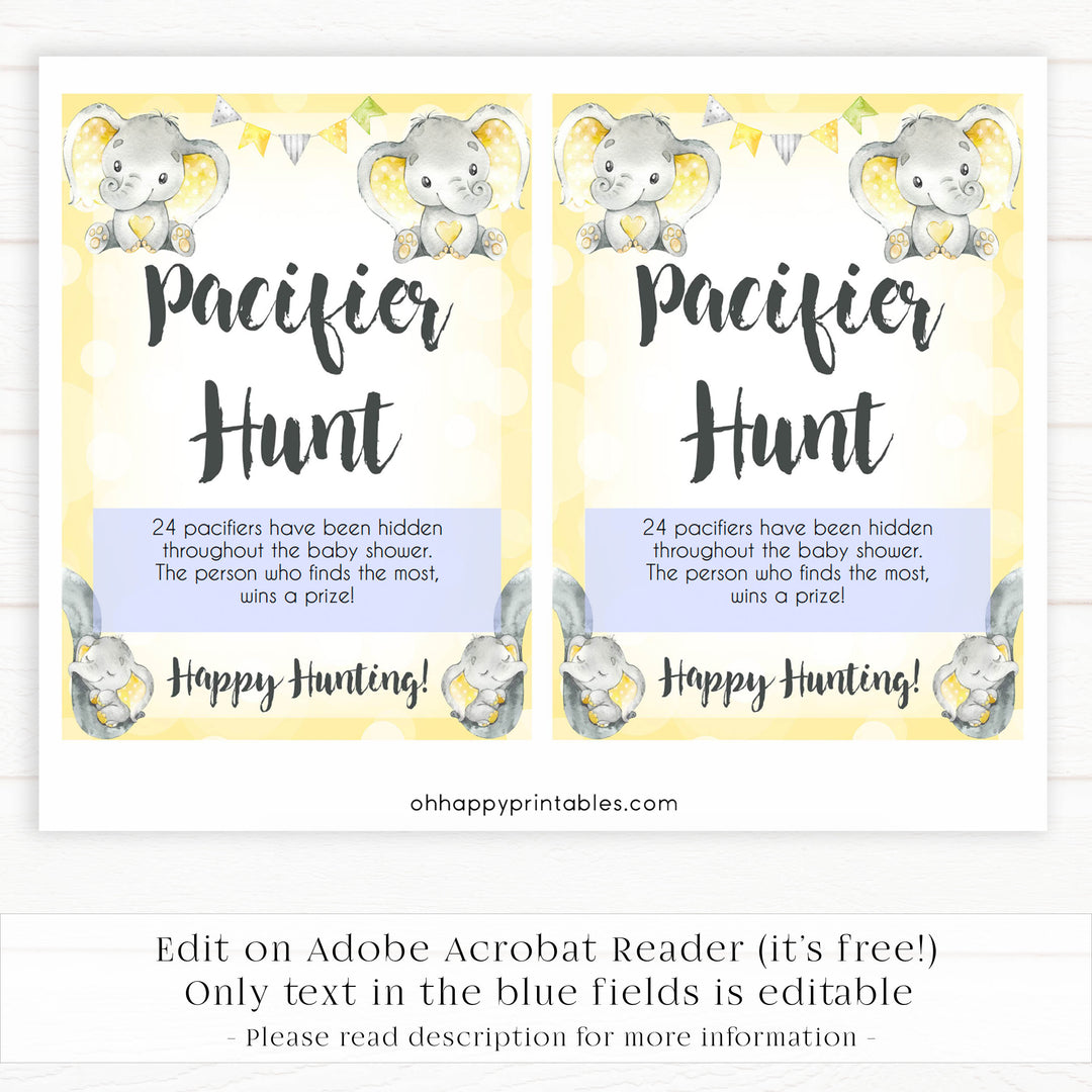 yellow elephant baby games, pacifier hunt baby games, yellow baby games, elephant baby shower, fun baby games, top 10 baby games, popular baby games, printable baby games