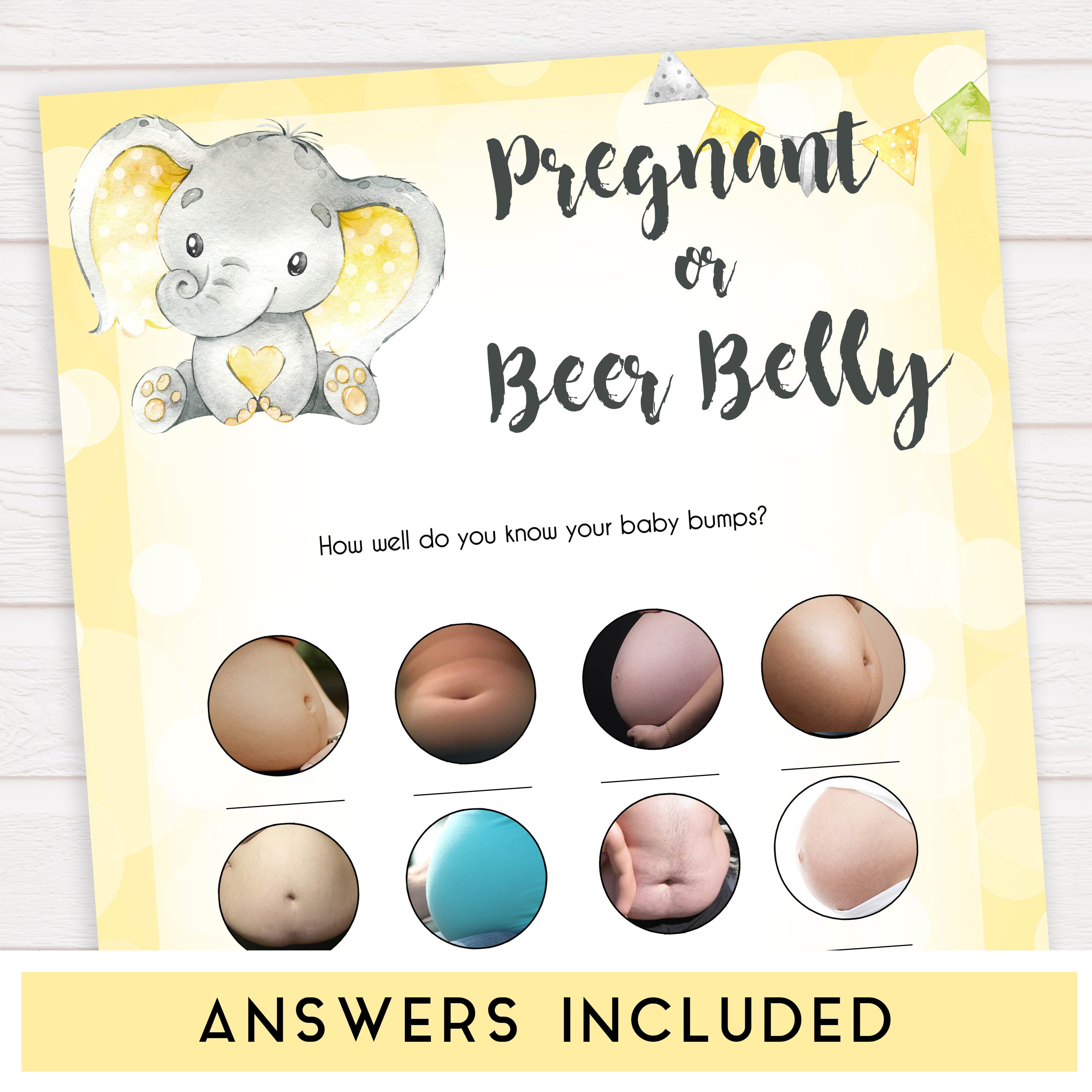 yellow elephant baby games, pregnant or beer belly baby games, yellow baby games, elephant baby shower, fun baby games, top 10 baby games, popular baby games, printable baby games