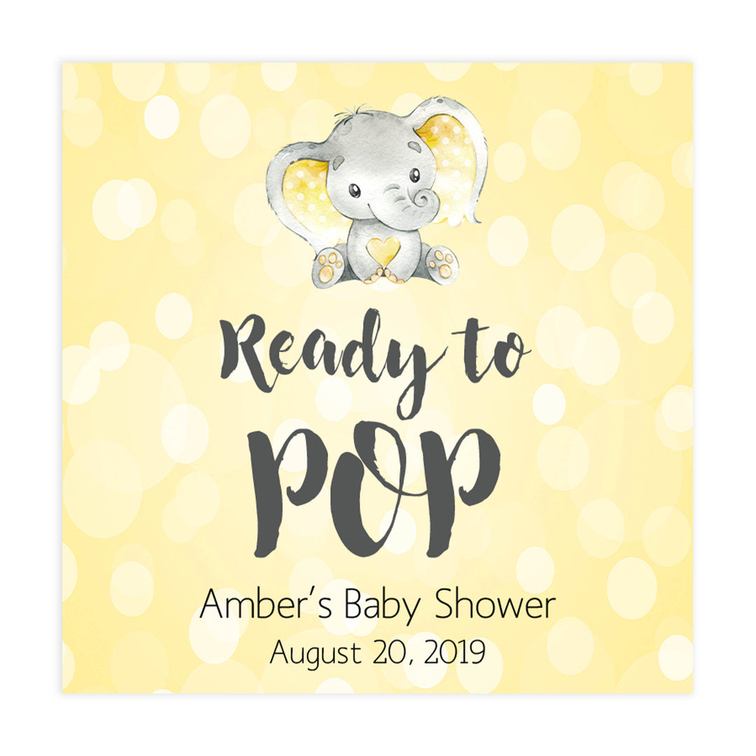 ready to pop tags, pop tags, Printable baby shower games, fun baby games, baby shower games, fun baby shower ideas, top baby shower ideas, yellow elephant baby shower, blue baby shower ideas