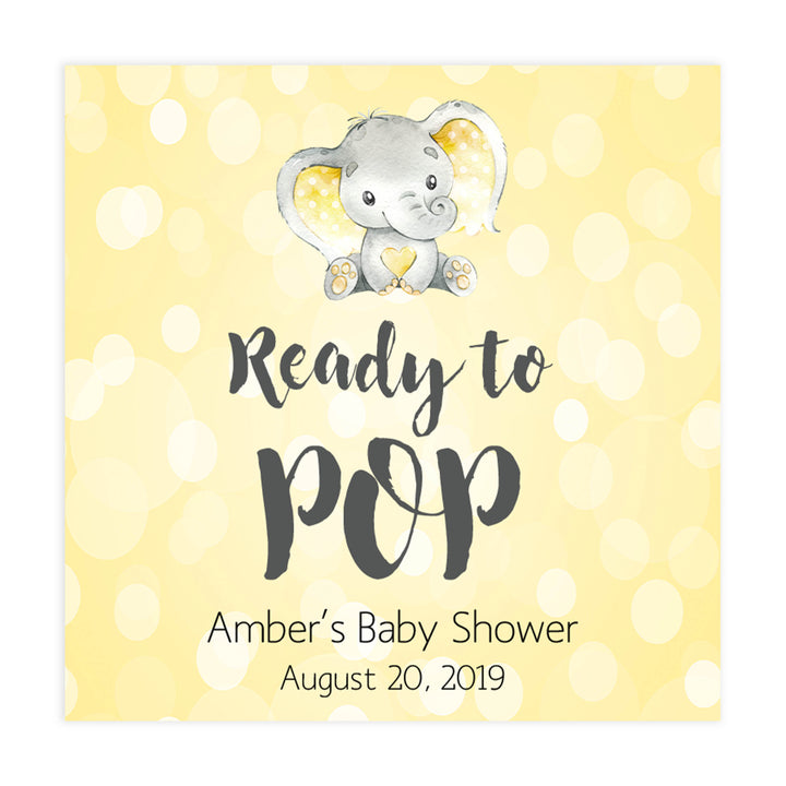 ready to pop tags, pop tags, Printable baby shower games, fun baby games, baby shower games, fun baby shower ideas, top baby shower ideas, yellow elephant baby shower, blue baby shower ideas