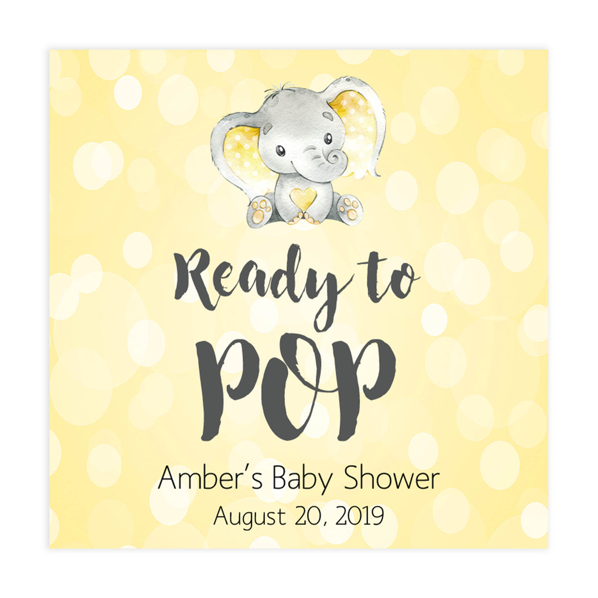 ready to pop tags, pop tags, Printable baby shower games, fun baby games, baby shower games, fun baby shower ideas, top baby shower ideas, yellow elephant baby shower, blue baby shower ideas