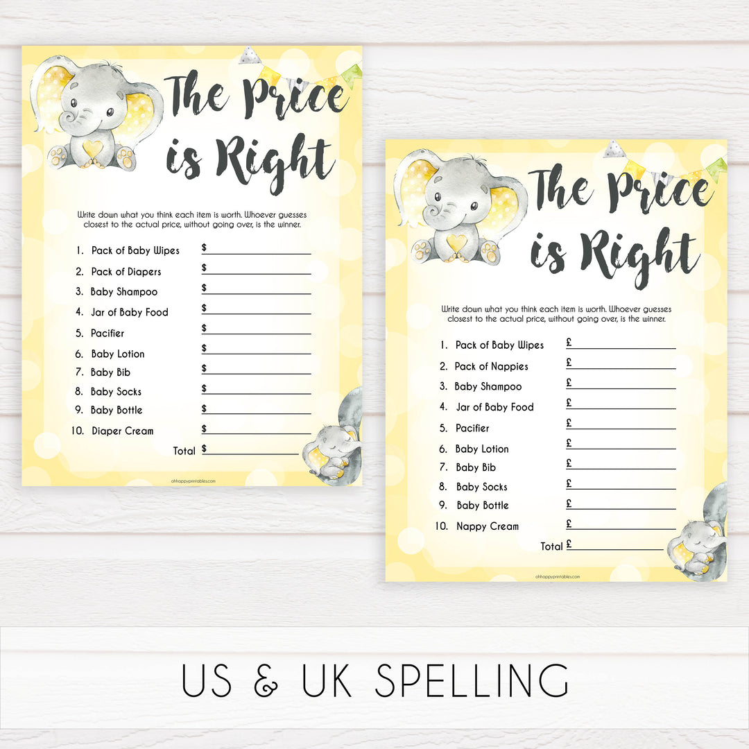 yellow elephant baby games, the price is right baby games, yellow baby games, elephant baby shower, fun baby games, top 10 baby games, popular baby games, printable baby games