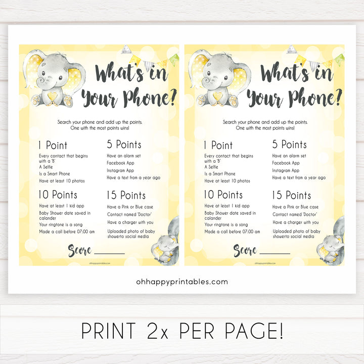 yellow elephant baby games, whats in your phone baby games, yellow baby games, elephant baby shower, fun baby games, top 10 baby games, popular baby games, printable baby games