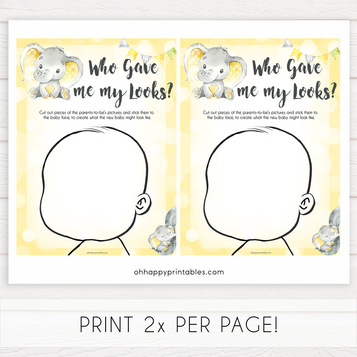 yellow elephant baby games, who gave me my looks baby games, yellow baby games, elephant baby shower, fun baby games, top 10 baby games, popular baby games, printable baby games