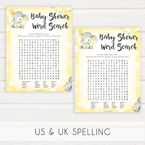yellow elephant baby games, word search baby games, yellow baby games, elephant baby shower, fun baby games, top 10 baby games, popular baby games, printable baby games