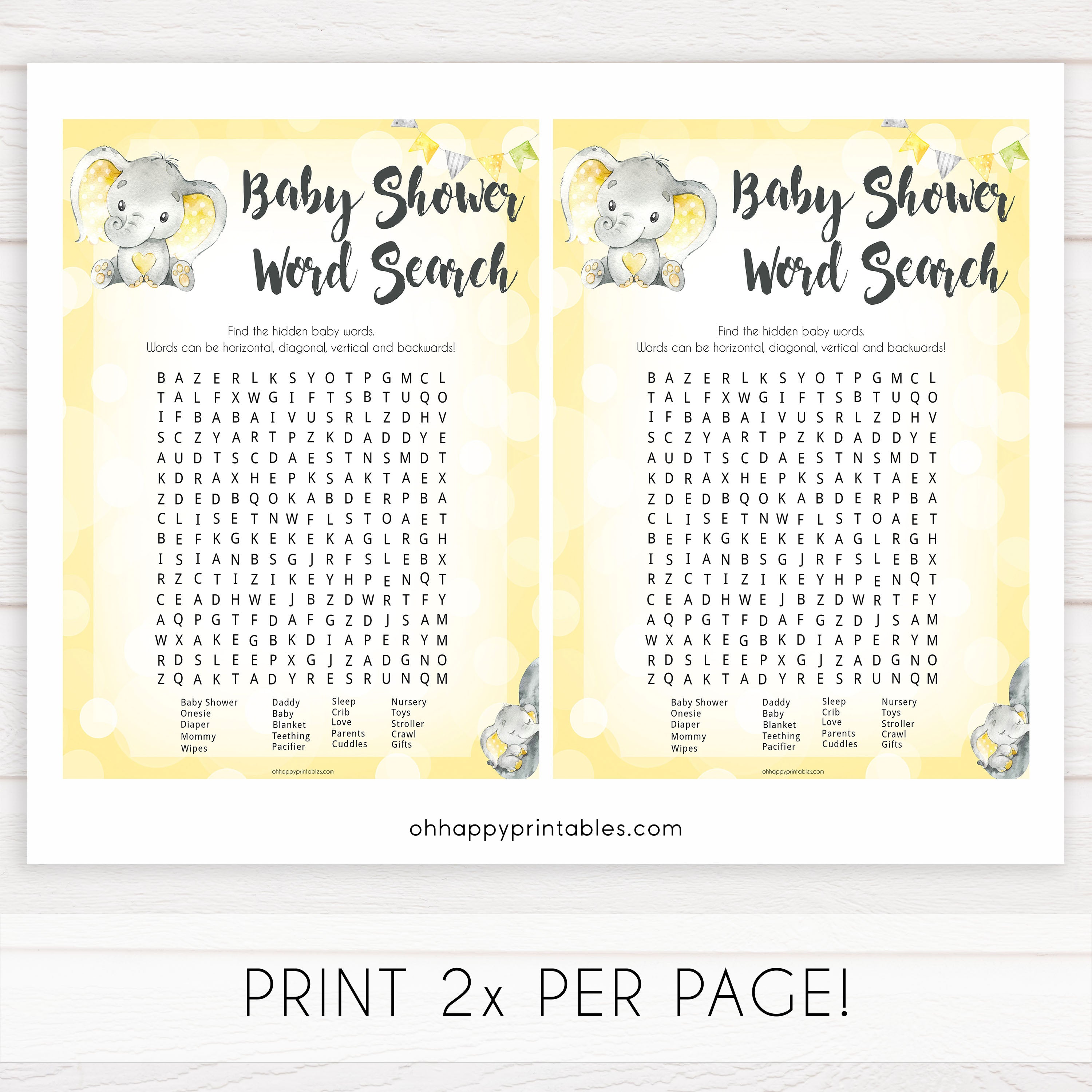 yellow elephant baby games, word search baby games, yellow baby games, elephant baby shower, fun baby games, top 10 baby games, popular baby games, printable baby games