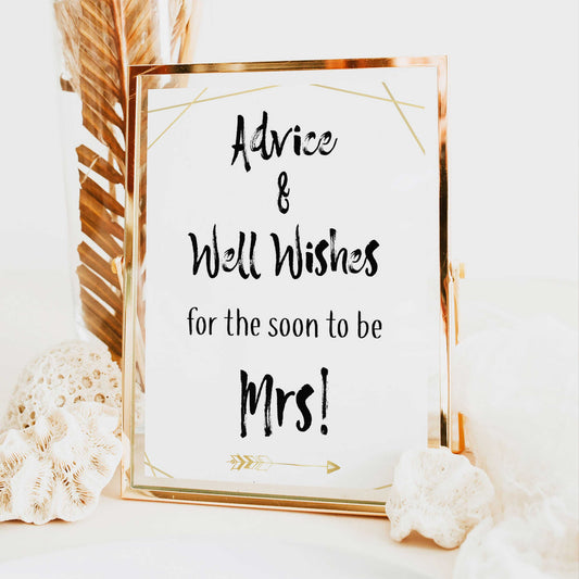 advice and well wishes for the bride to be, bridal shower signs, printable bridal shower signs, bride tribe bridal shower