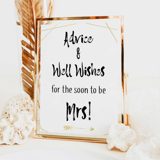 advice and well wishes for the bride to be, bridal shower signs, printable bridal shower signs, bride tribe bridal shower