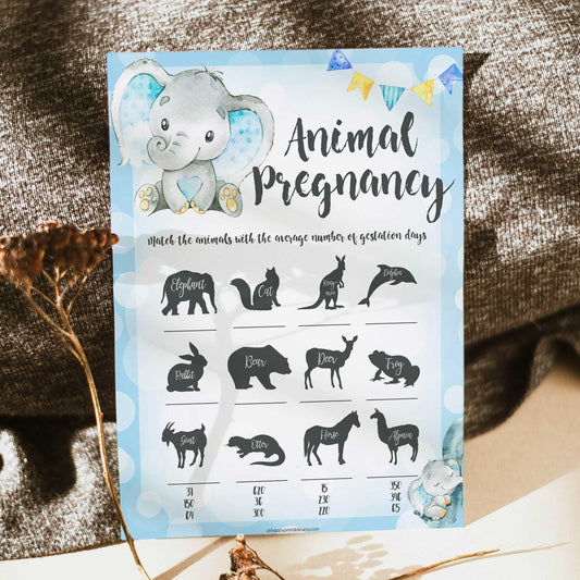 baby blue elephant baby shower games, animal pregnancy baby games, funny baby shower games