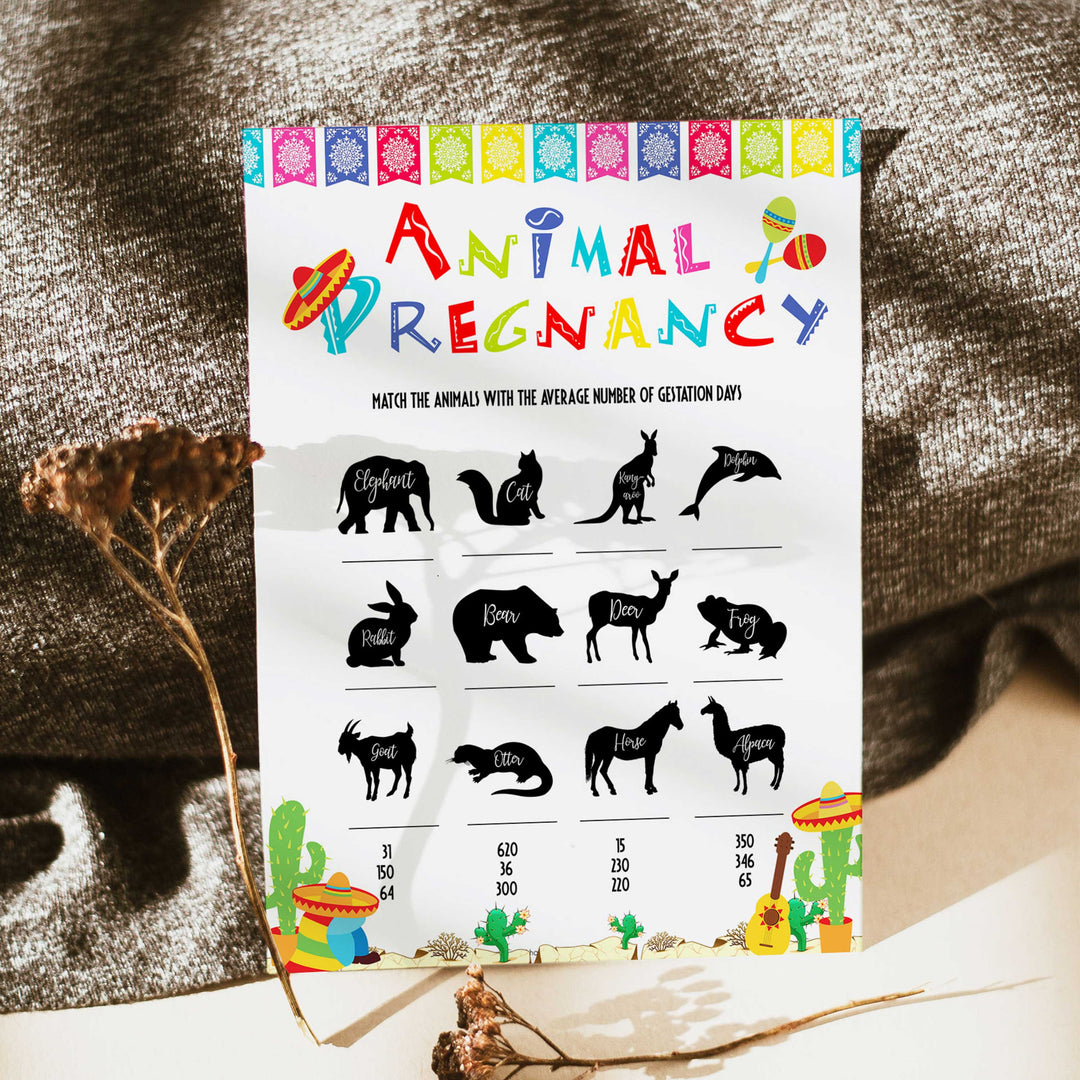 animal pregnancy game, Printable baby shower games, Mexican fiesta fun baby games, baby shower games, fun baby shower ideas, top baby shower ideas, fiesta shower baby shower, fiesta baby shower ideas