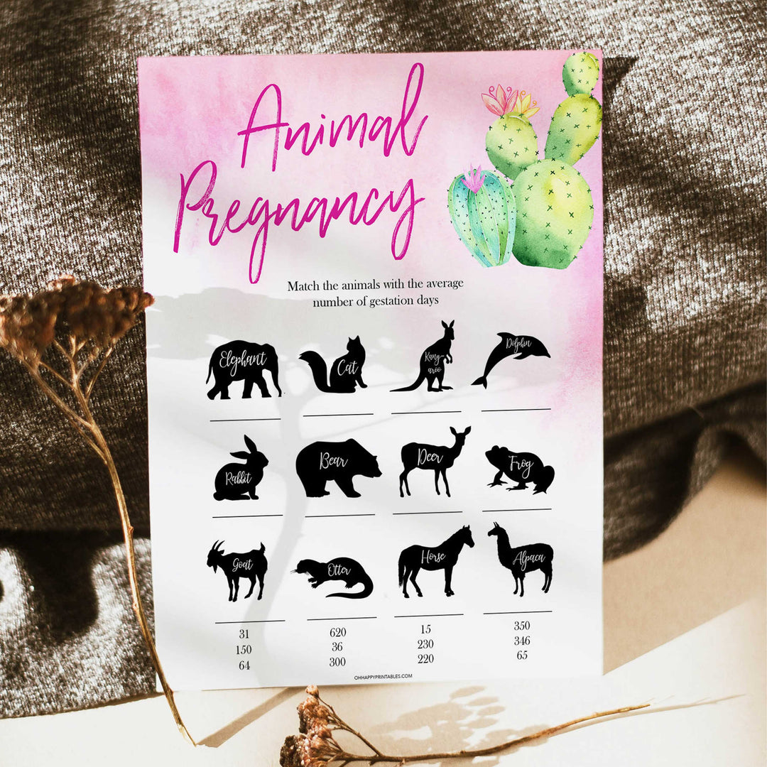 Cactus baby shower games, cactus animal pregnancy baby game, printable baby games, Mexican baby shower, Mexican baby games, fiesta baby games, popular baby games, printable baby games