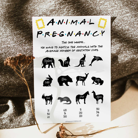 animal pregnancy game, Printable baby shower games, friends fun baby games, baby shower games, fun baby shower ideas, top baby shower ideas, friends baby shower, friends baby shower ideas