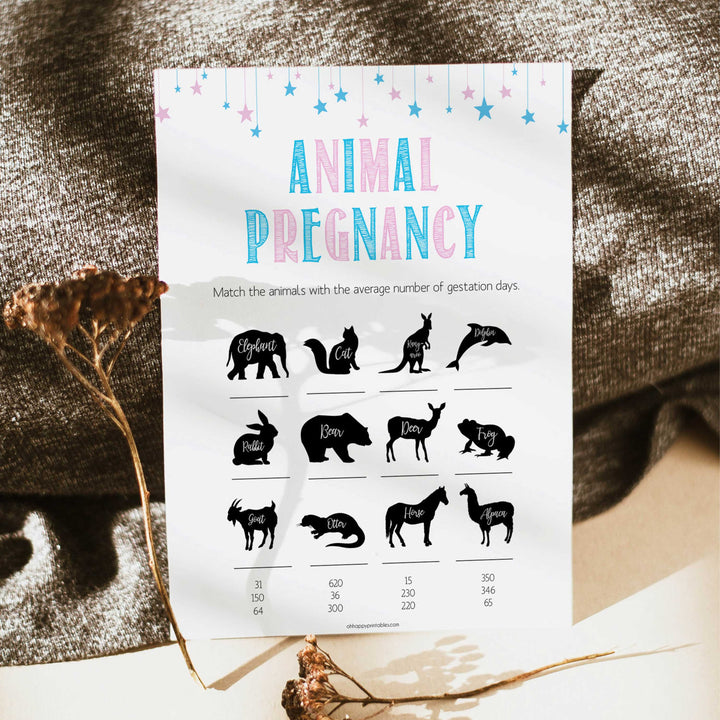 Gender reveal baby games, animal pregnancy baby game, gender reveal shower, fun baby games, gender reveal ideas, popular baby games, best baby games, printable baby games, gender reveal baby games