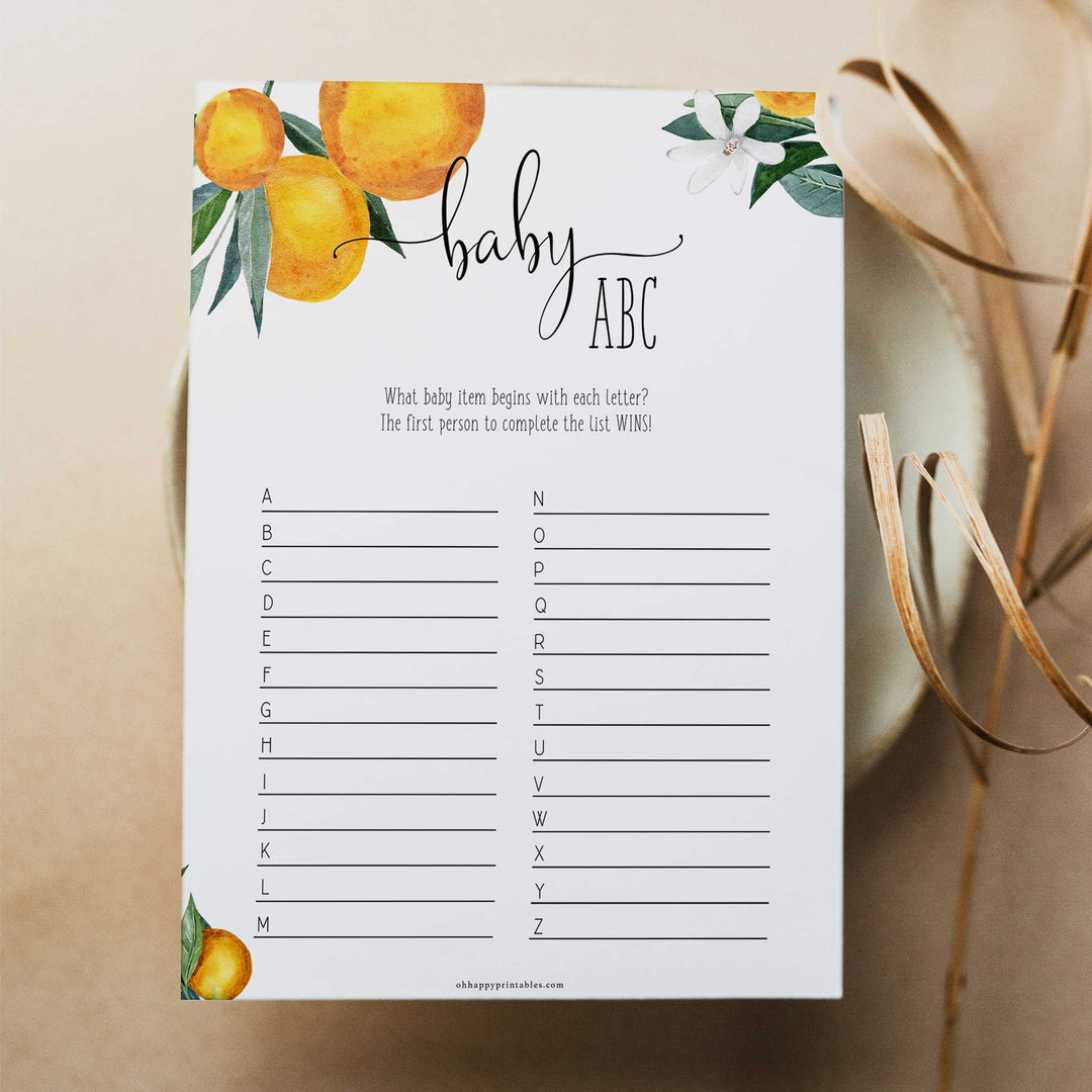 baby abc memory list game, Printable baby shower games, little cutie baby games, baby shower games, fun baby shower ideas, top baby shower ideas, little cutie baby shower, baby shower games, fun little cutie baby shower ideas, citrus baby shower games, citrus baby shower, orange baby shower