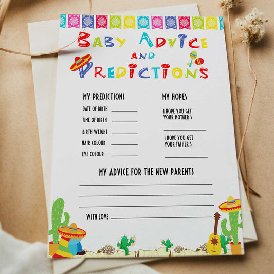 baby advice and predictions game, baby keepsake, Printable baby shower games, Mexican fiesta fun baby games, baby shower games, fun baby shower ideas, top baby shower ideas, fiesta shower baby shower, fiesta baby shower ideas