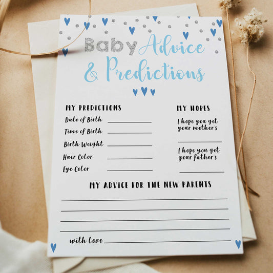 Blue hearts baby games, baby advice and predictions, printable baby games, boy baby games, blue hearts baby shower, top baby games, fun baby games, popular baby games