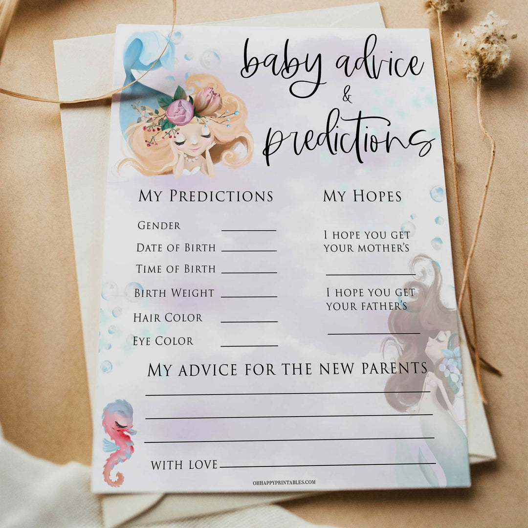 baby advice and predictions keepsake, Printable baby shower games, little mermaid baby games, baby shower games, fun baby shower ideas, top baby shower ideas, little mermaid baby shower, baby shower games, pink hearts baby shower ideas
