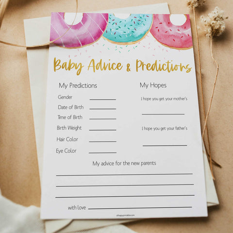 baby advice and predictions game, Printable baby shower games, donut baby games, baby shower games, fun baby shower ideas, top baby shower ideas, donut sprinkles baby shower, baby shower games, fun donut baby shower ideas