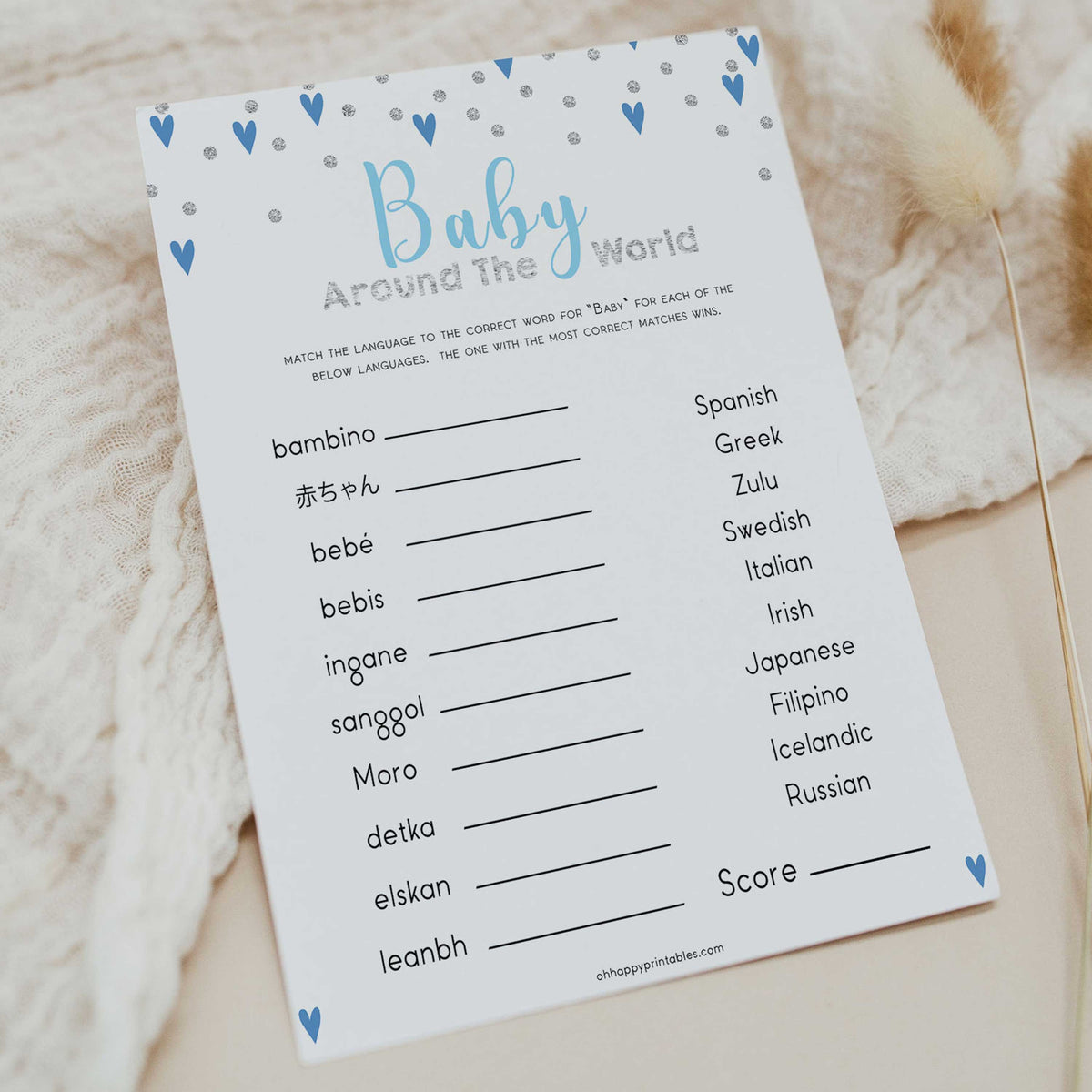 Blue hearts baby games, baby around the world game, printable baby games, boy baby games, blue hearts baby shower, top baby games, fun baby games, popular baby games
