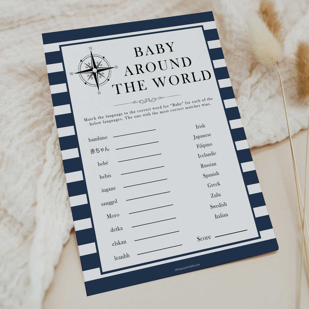 Nautical baby shower games, baby around the world baby shower games, printable baby shower games, baby shower games, fun baby games, popular baby shower games, sailor baby games, boat baby games