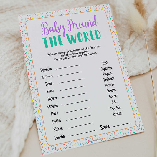 baby around the world game, Printable baby shower games, baby sprinkle fun baby games, baby shower games, fun baby shower ideas, top baby shower ideas, sprinkle shower baby shower, friends baby shower ideas