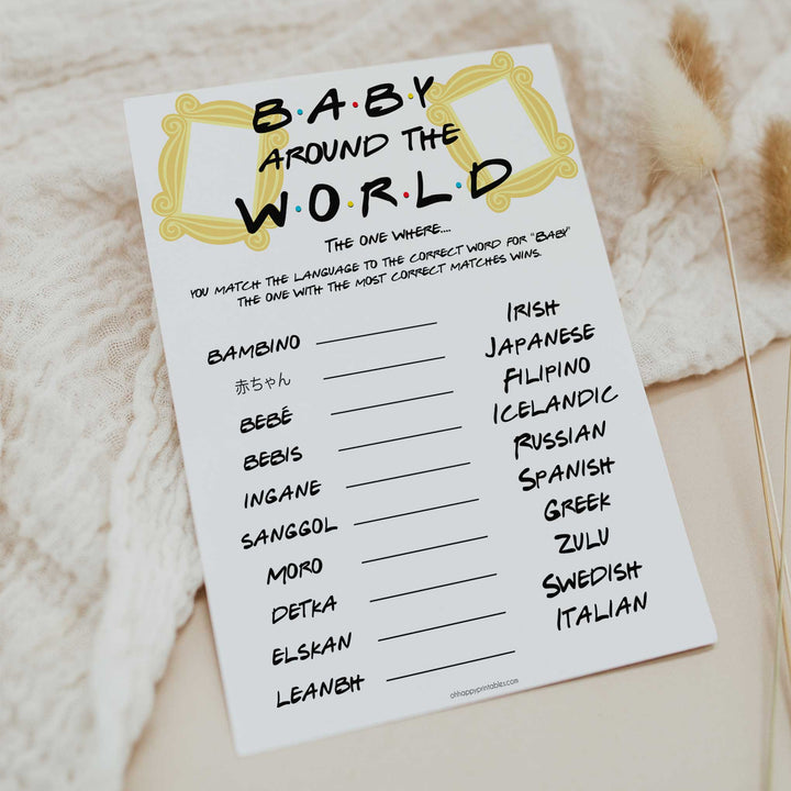Baby Around The World Game, Printable baby shower games, friends fun baby games, baby shower games, fun baby shower ideas, top baby shower ideas, friends baby shower, friends baby shower ideas