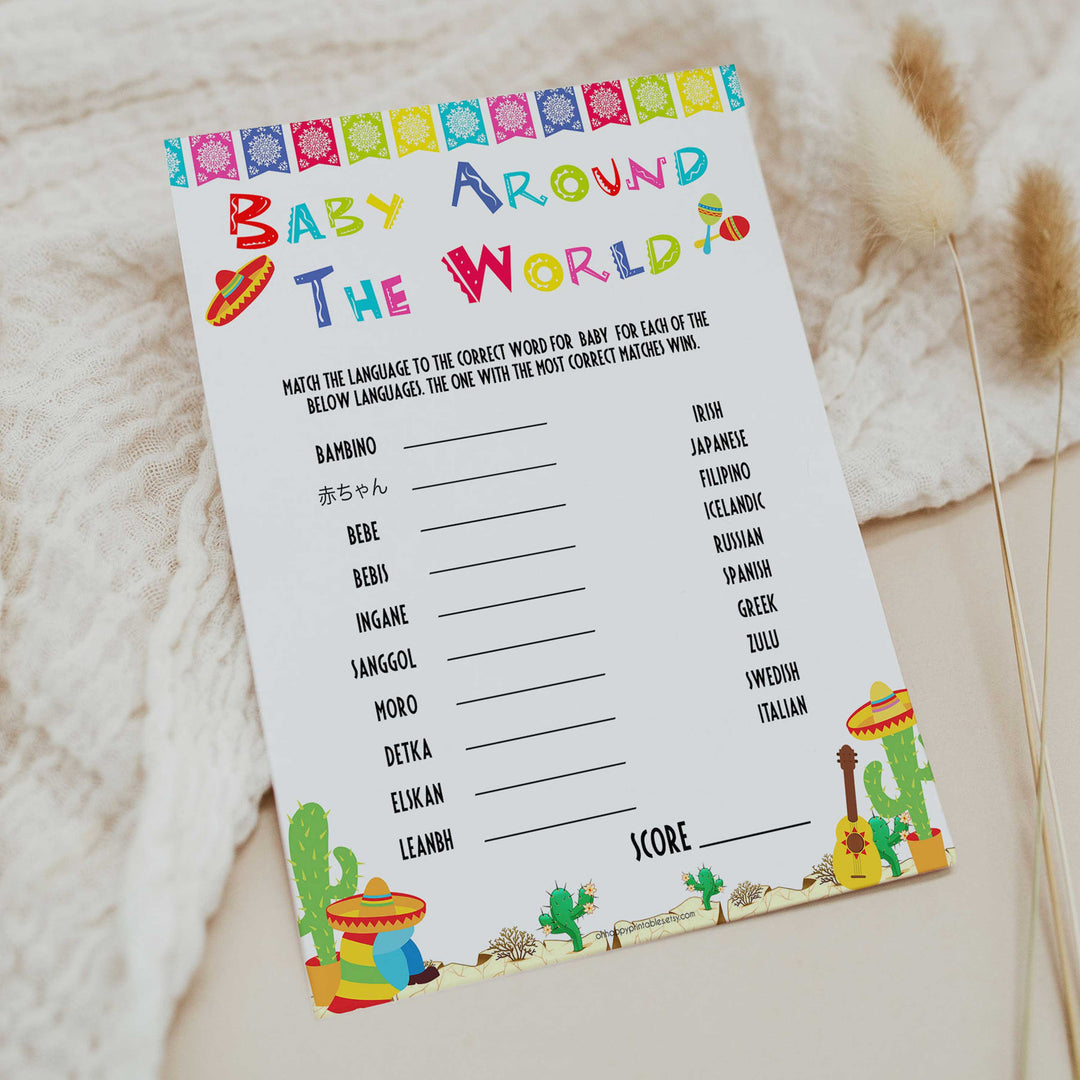 baby around the world game, Printable baby shower games, Mexican fiesta fun baby games, baby shower games, fun baby shower ideas, top baby shower ideas, fiesta shower baby shower, fiesta baby shower ideas