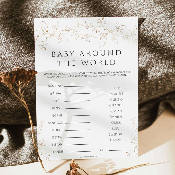 baby around the world game, Printable baby shower games, gold leaf baby games, baby shower games, fun baby shower ideas, top baby shower ideas, gold leaf baby shower, baby shower games, fun gold leaf baby shower ideas