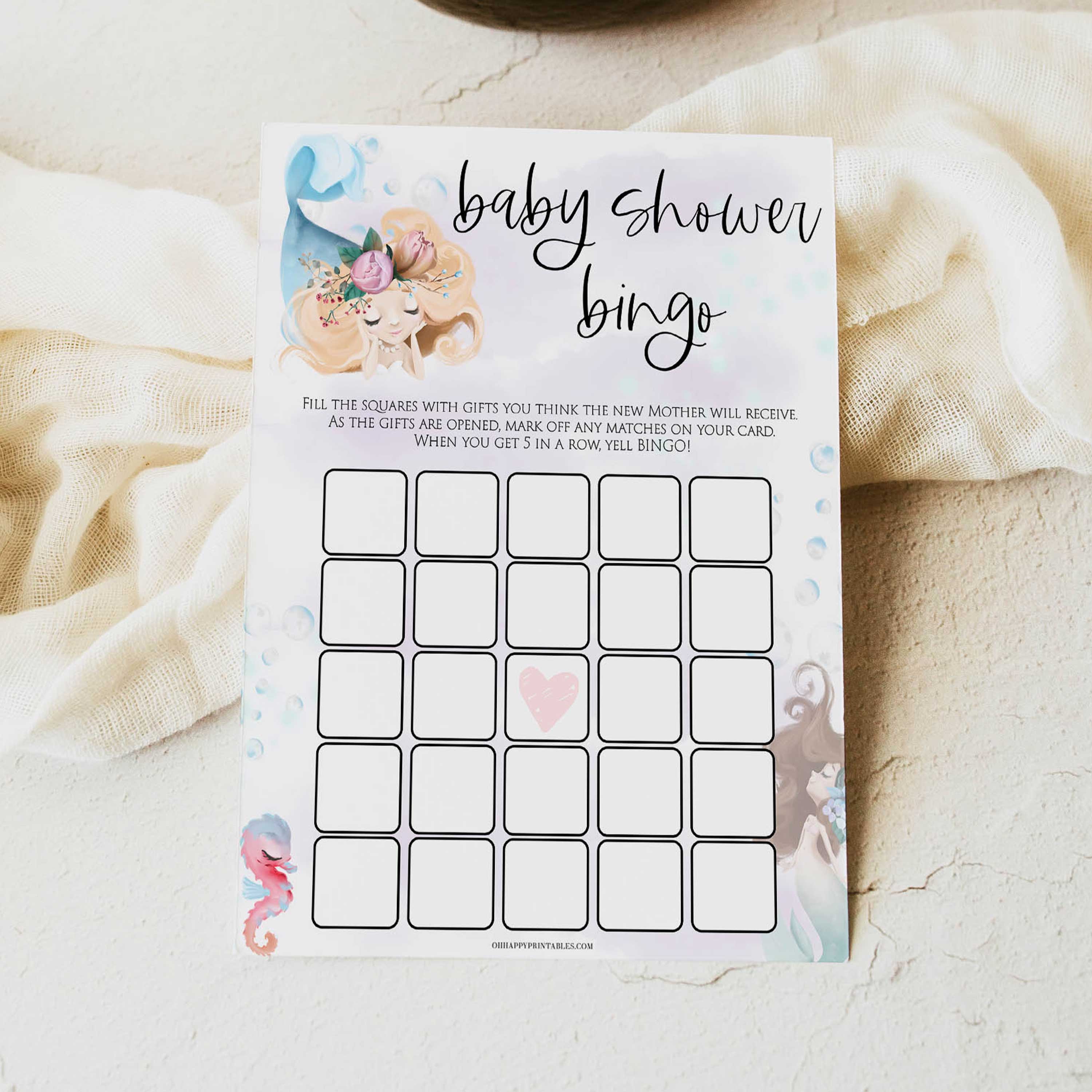 baby shower bingo game, Printable baby shower games, little mermaid baby games, baby shower games, fun baby shower ideas, top baby shower ideas, little mermaid baby shower, baby shower games, pink hearts baby shower ideas