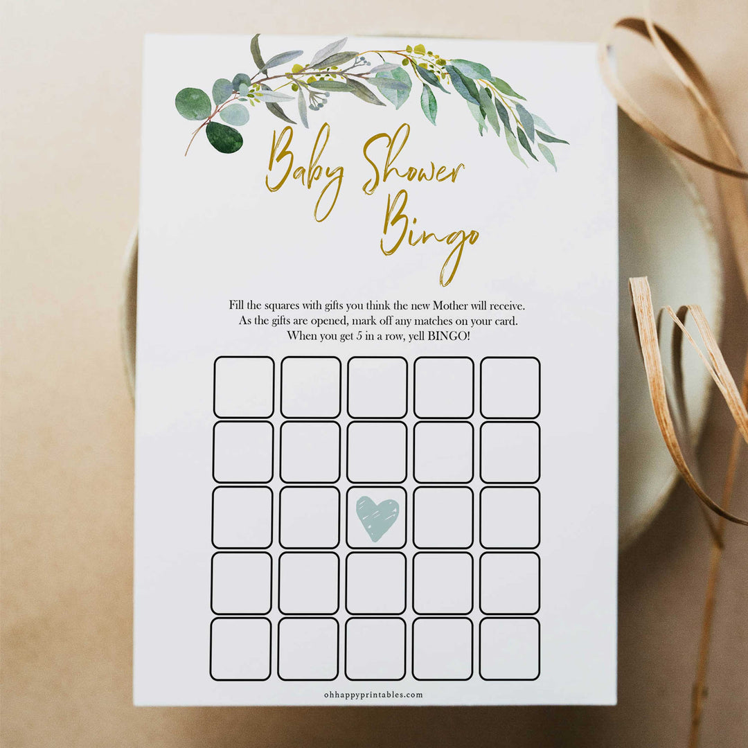 Eucalyptus baby shower games, baby shower bingo baby game, fun baby shower games, printable baby games, baby shower ideas, baby games, baby shower baby shower bundle, baby shower games packs, botanical baby shower