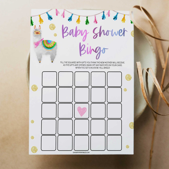 baby shower bingo game, Printable baby shower games, llama fiesta fun baby games, baby shower games, fun baby shower ideas, top baby shower ideas, Llama fiesta shower baby shower, fiesta baby shower ideas