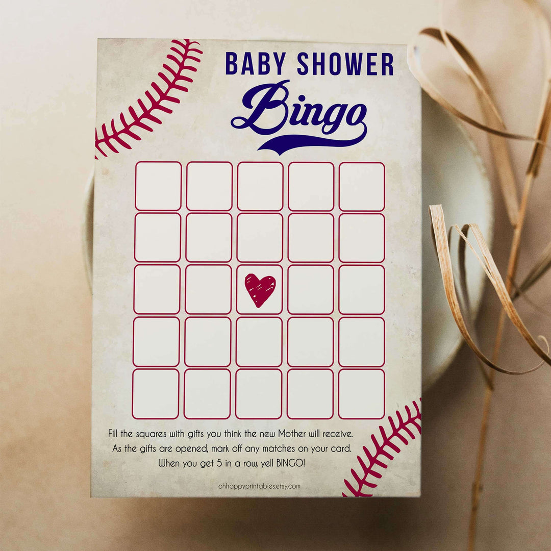 Baseball Baby Shower Bingo, Baseball Baby Shower Games, Baseball Baby Bingo Game, Printable Baby Shower Games, Baby Shower Games, printable baby shower games, fun baby shower games, popular baby shower games