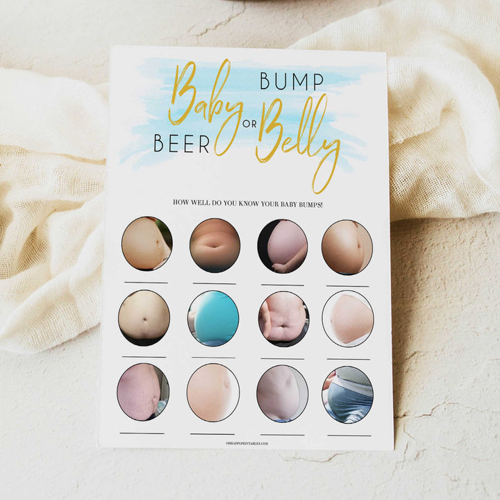 Blue swash, baby bump or beer belly baby games, baby shower games, printable baby games, fun baby games, boy baby shower games, baby games, fun baby shower ideas, baby shower ideas