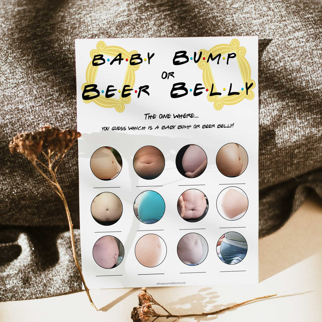 baby bump or beer belly game, Printable baby shower games, friends fun baby games, baby shower games, fun baby shower ideas, top baby shower ideas, friends baby shower, friends baby shower ideas