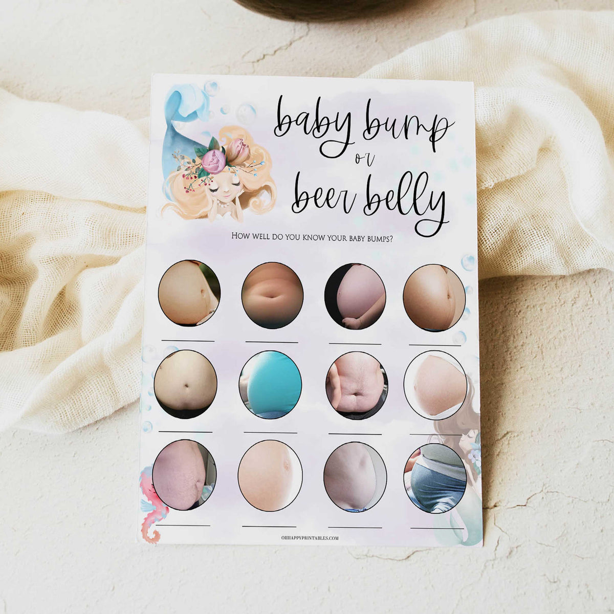 baby bump or beer belly game, Printable baby shower games, little mermaid baby games, baby shower games, fun baby shower ideas, top baby shower ideas, little mermaid baby shower, baby shower games, pink hearts baby shower ideas