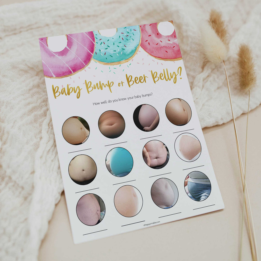 baby bump or beer belly game, Printable baby shower games, donut baby games, baby shower games, fun baby shower ideas, top baby shower ideas, donut sprinkles baby shower, baby shower games, fun donut baby shower ideas