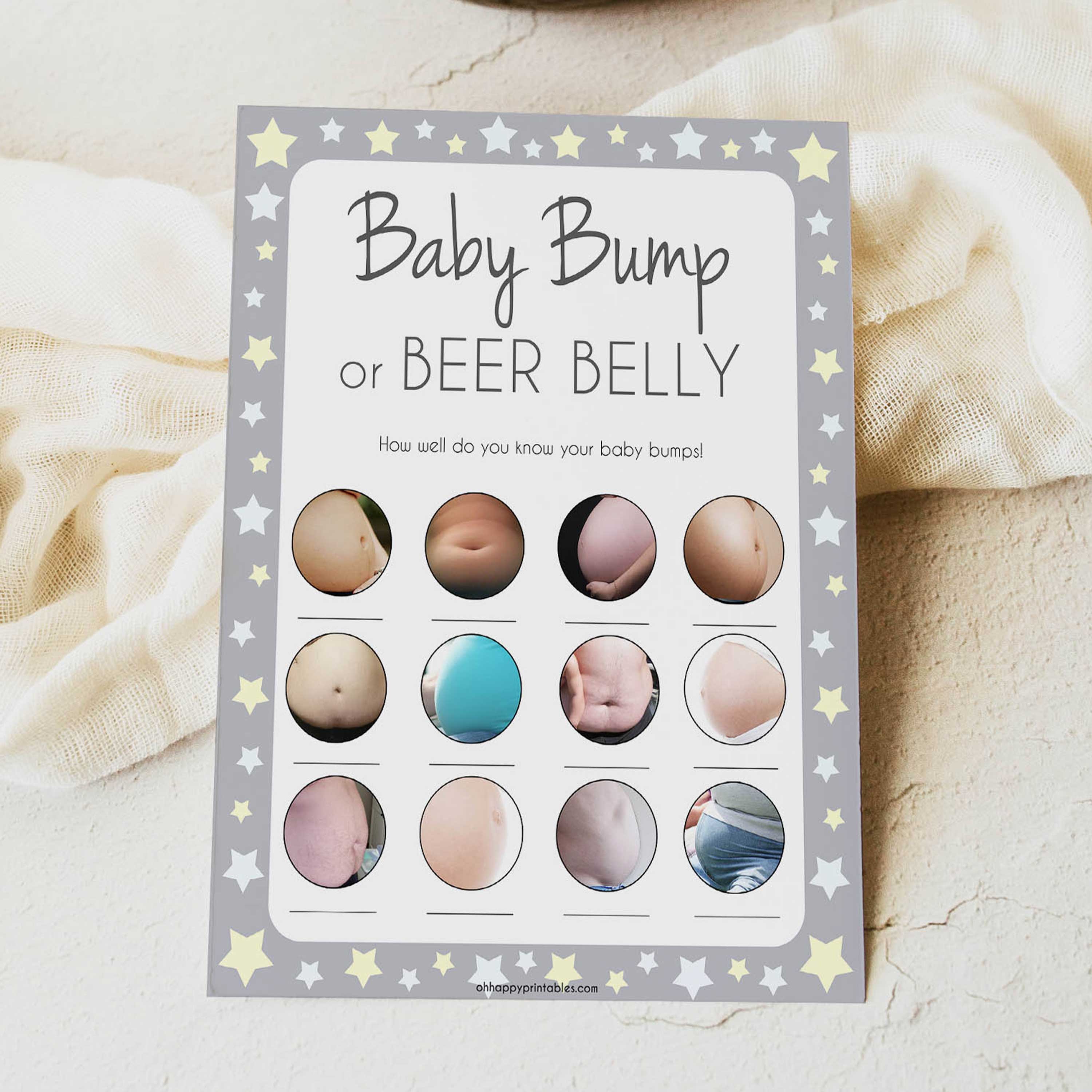 Baby Bump or Beer Belly, Baby Bump Beer Belly, Baby Shower Games, Baby Bump, Beer Belly, Pregnant or Beer Belly, Printable Baby Games, fun baby games, popular baby games