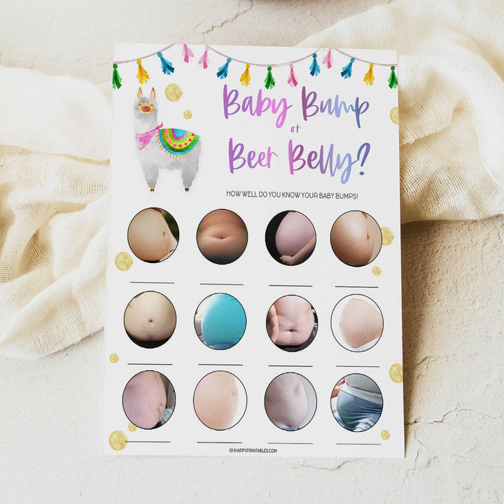 baby bump or beer belly game, Printable baby shower games, llama fiesta fun baby games, baby shower games, fun baby shower ideas, top baby shower ideas, Llama fiesta shower baby shower, fiesta baby shower ideas
