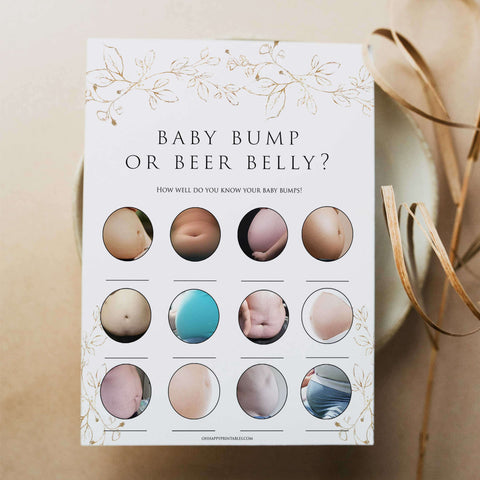 baby bump or beer belly game, Printable baby shower games, gold leaf baby games, baby shower games, fun baby shower ideas, top baby shower ideas, gold leaf baby shower, baby shower games, fun gold leaf baby shower ideas