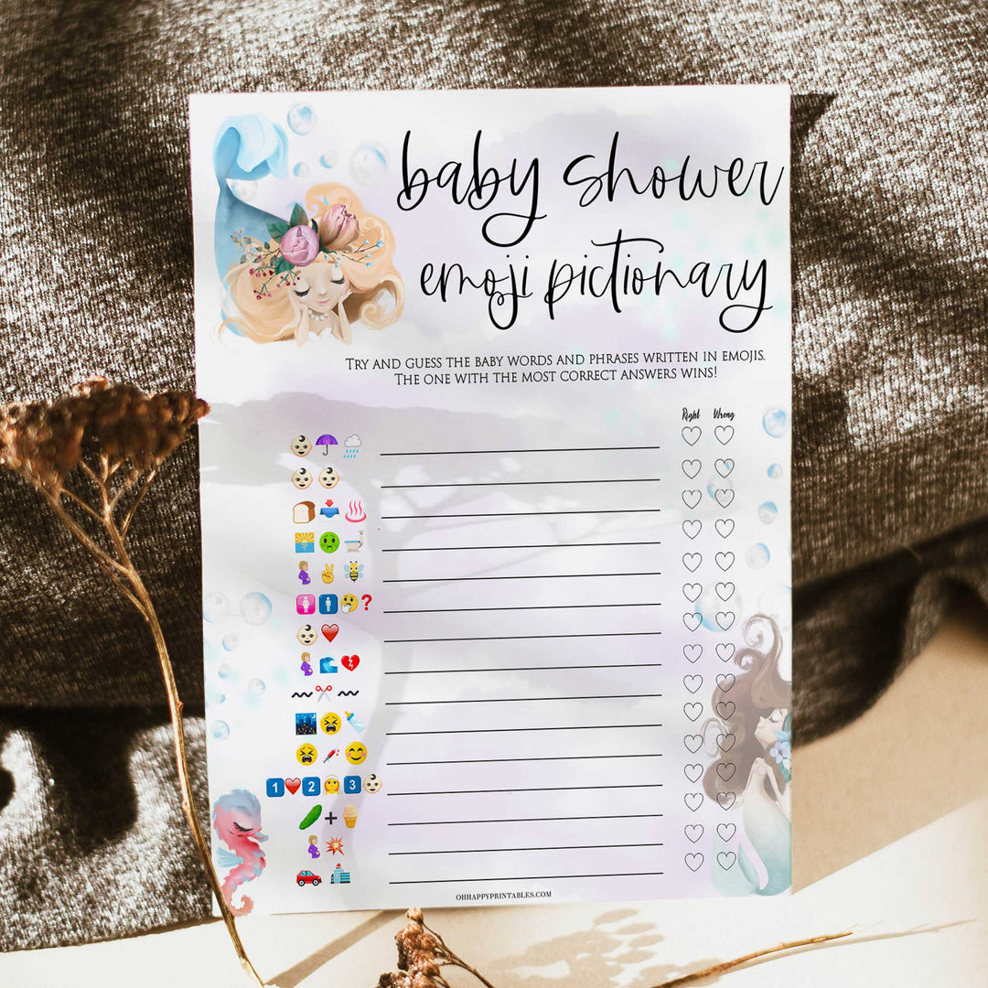 baby shower emoji pictionary game, Printable baby shower games, little mermaid baby games, baby shower games, fun baby shower ideas, top baby shower ideas, little mermaid baby shower, baby shower games, pink hearts baby shower ideas