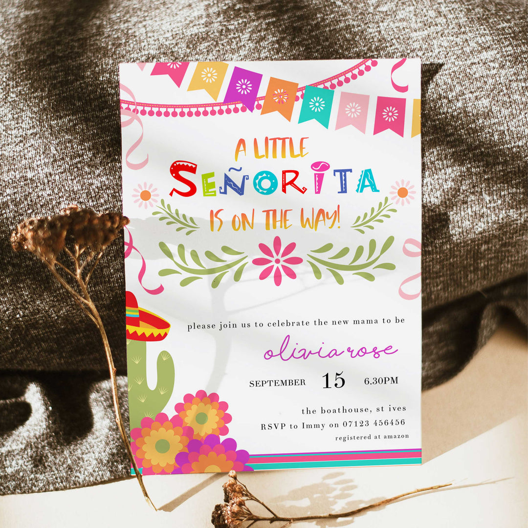 fiesta baby shower theme, printable baby shower invitations, editable baby shower invites, mexican baby shower, baby shower phone invites